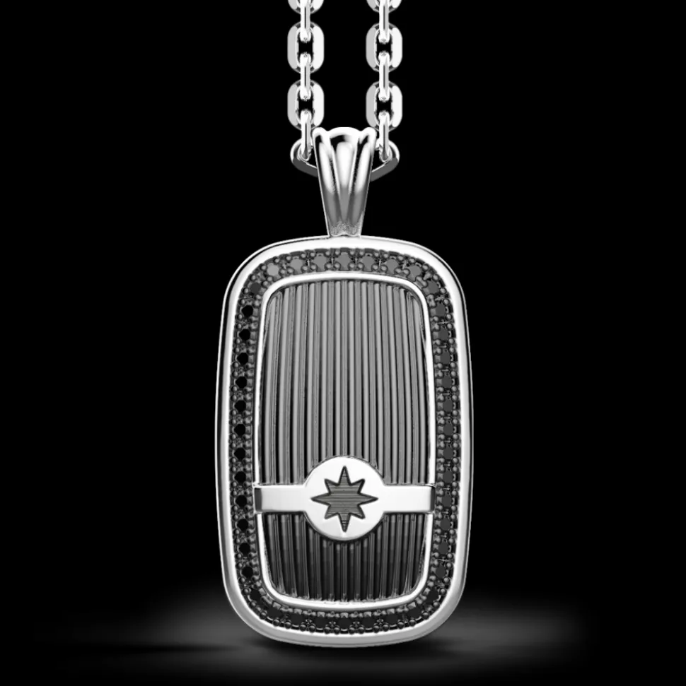 Collana Zancan in argento a targa con pietre nere.