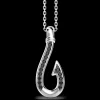 Collana Zancan in argento con pendente ad amo con pietre nere.
