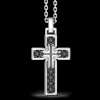 Collana Zancan in argento con pendente a croce e pietre nere.