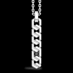 Collana Zancan in argento con pendete a targa verticale.