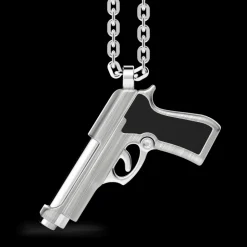 Collana Zancan in argento con pendente a pistola.