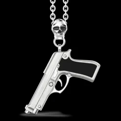 Collana Zancan in argento con pendente a pistola.