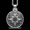 Collana Zancan in argento con pendente a rosa dei venti e pietre nere.