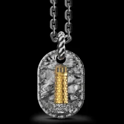 Collana Zancan in argento brunito con faro.