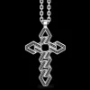 Collana Zancan in argento con pendente a croce e pietre nere.