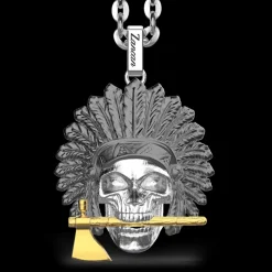 Collana Zancan in argento con pendente a teschio nativo americano.