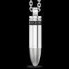 Collana Zancan in argento con proiettile e pietre nere.