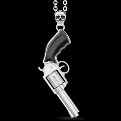 Collana Zancan in argento con pendente a pistola revolver.