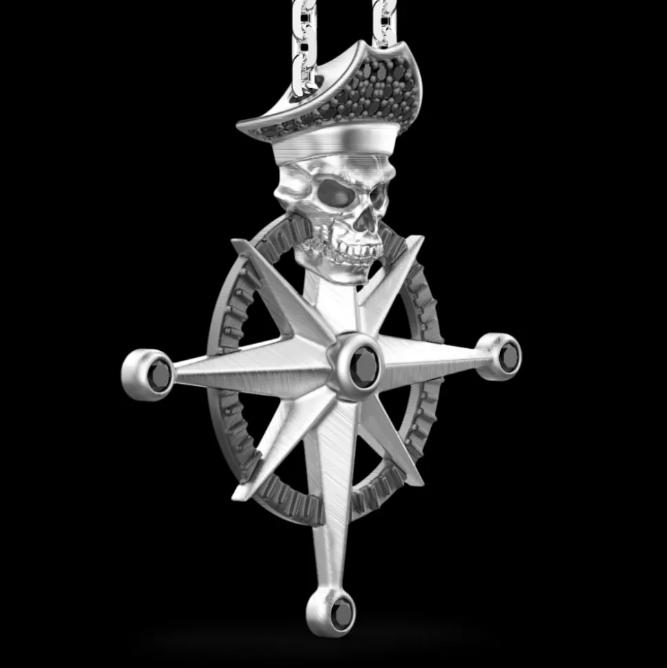 Collana Zancan in argento con pendente a teschio pirata.