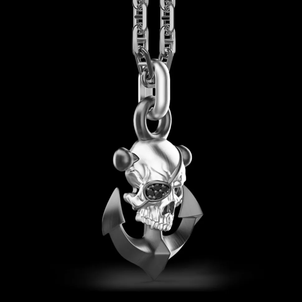 Collana Zancan in argento con pendente a teschio pirata.