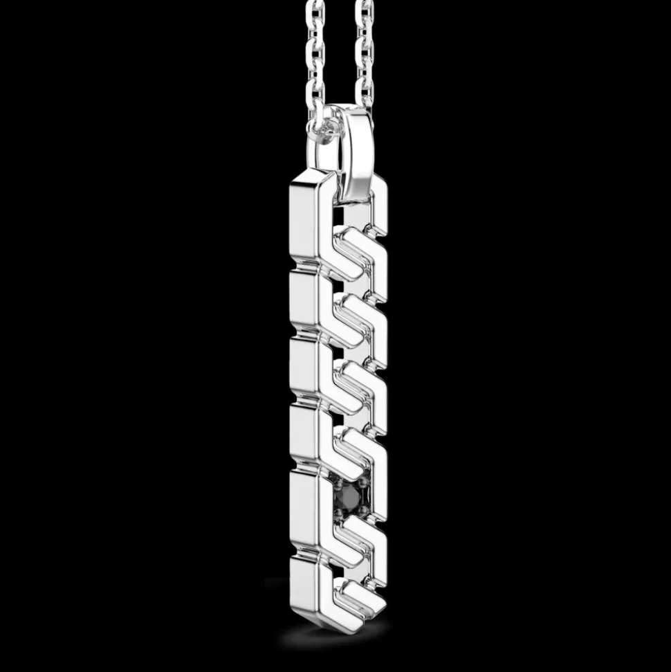 Collana Zancan in argento con pendete a targa verticale.