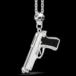 Collana Zancan in argento con pendente a pistola.