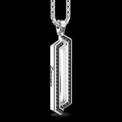 Collana Zancan in argento con pendente a targa e pietre.