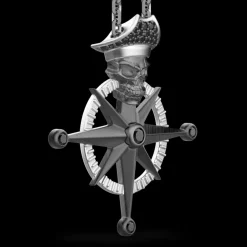 Collana Zancan in argento con pendente a teschio pirata.