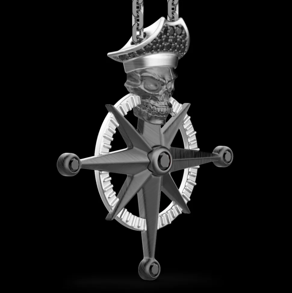 Collana Zancan in argento con pendente a teschio pirata.