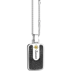 Collana Zancan in argento con pendente a targa ad effetto pelle.