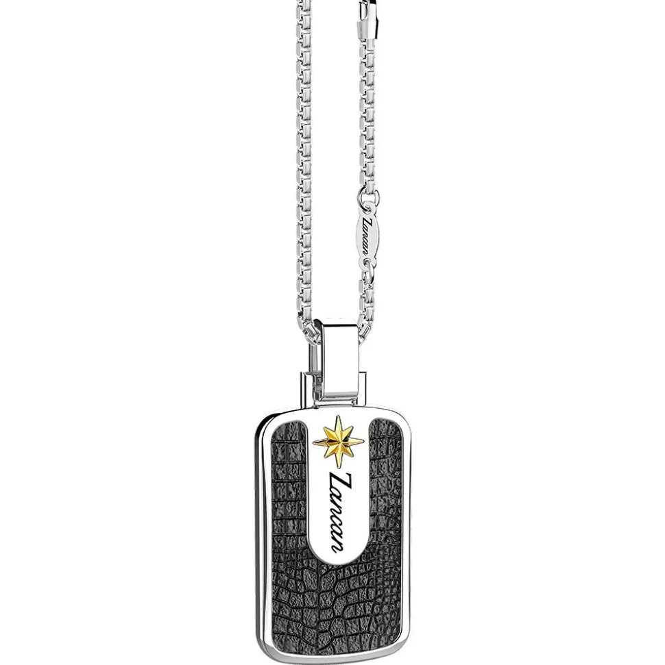 Collana Zancan in argento con pendente a targa ad effetto pelle.
