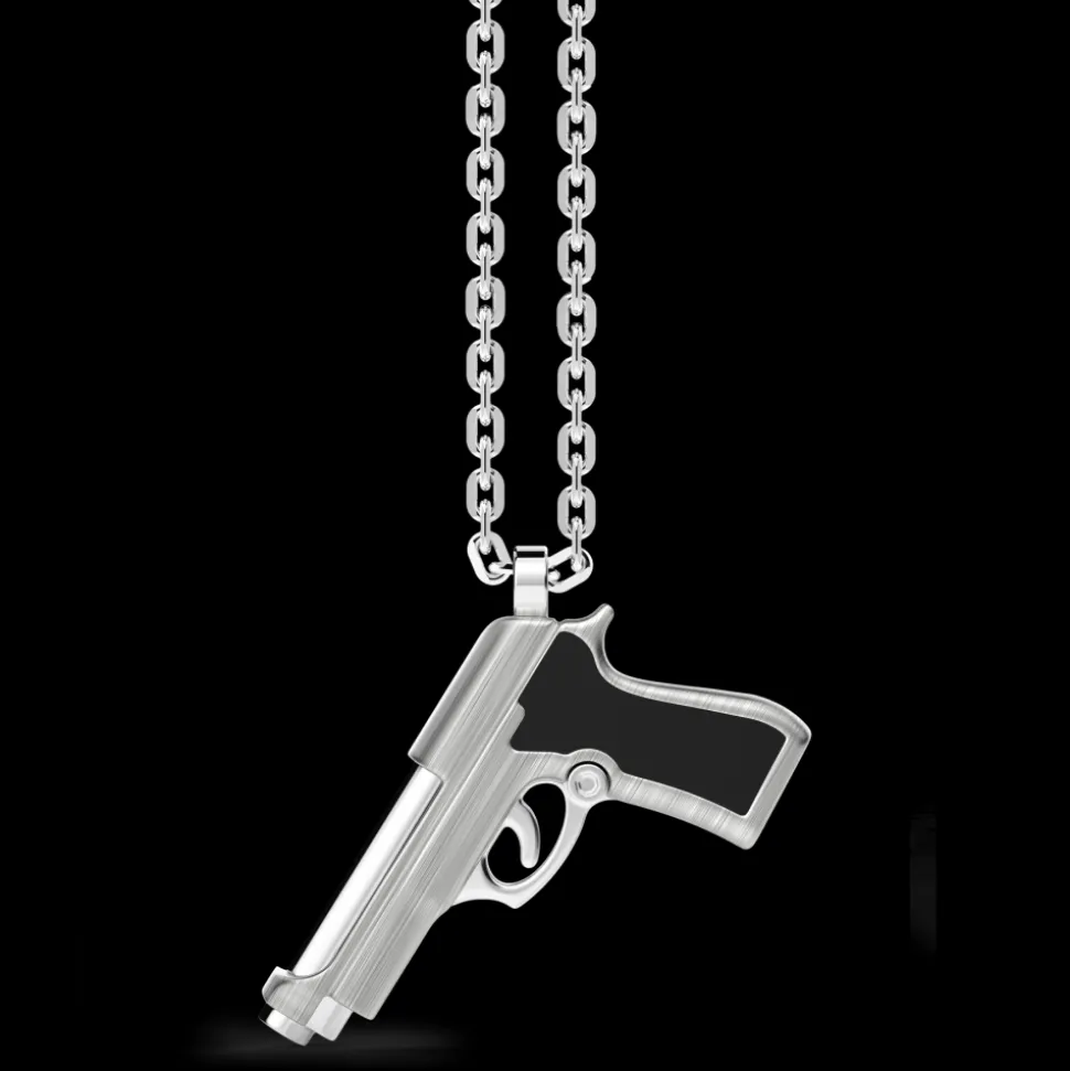 Collana Zancan in argento con pendente a pistola.
