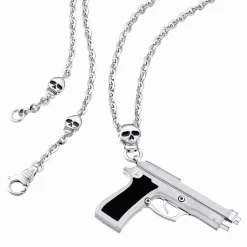 Collana Zancan in argento con pendente a pistola.