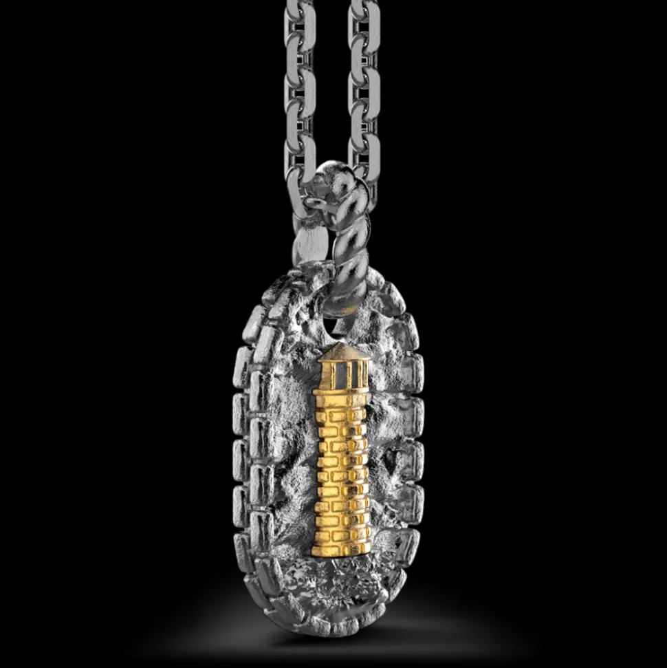Collana Zancan in argento brunito con faro.