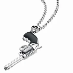 Collana Zancan in argento con pendente a pistola revolver.