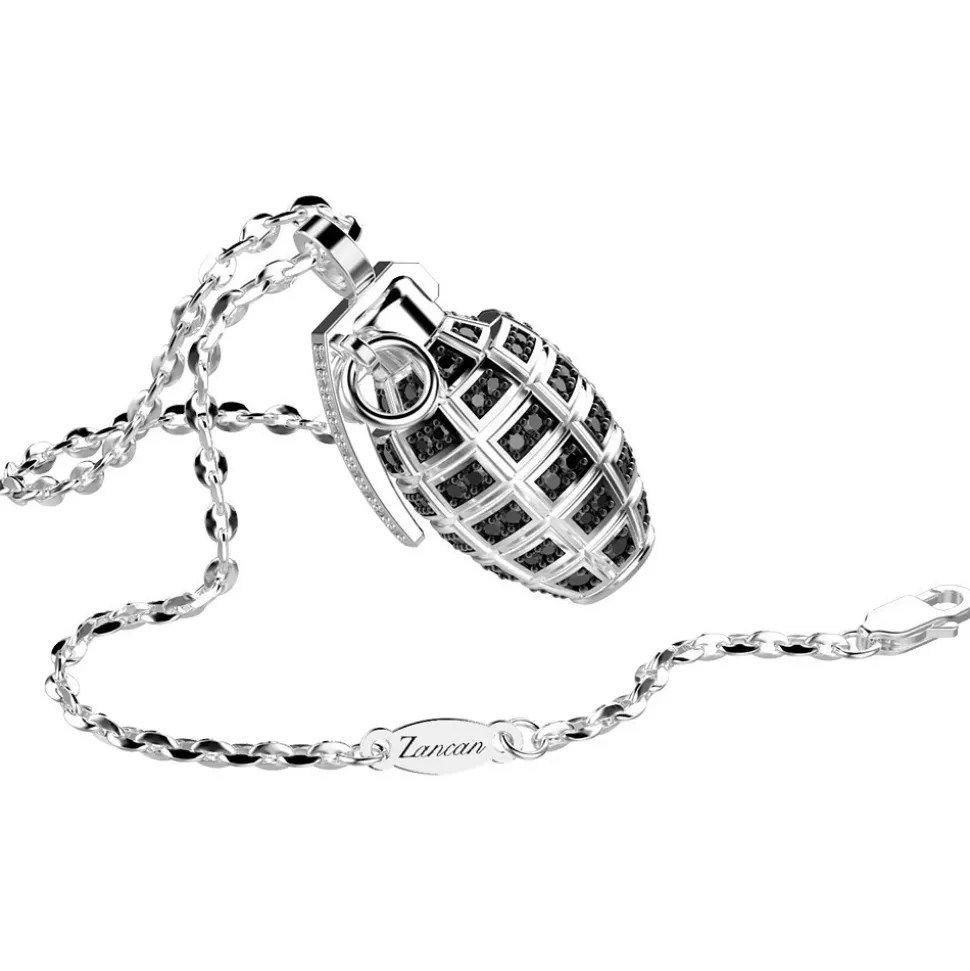 Collana Zancan in argento con granata e pietre nere.