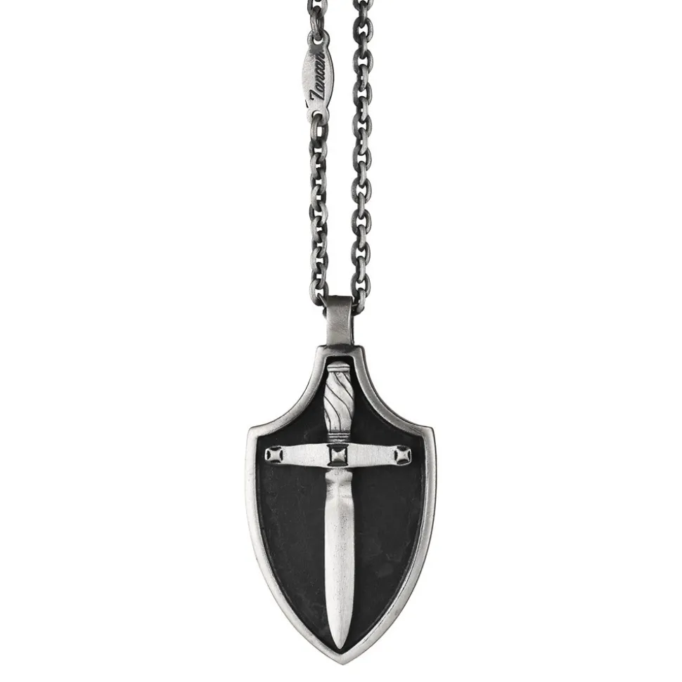 Collana Zancan in argento con pendente a scudo.