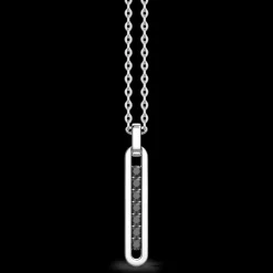 Collana Zancan in argento con pendente a targa e pietre nere.