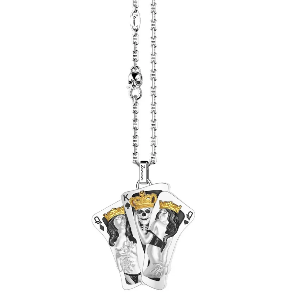 Collana Zancan in argento con pendente a carte da gioco.