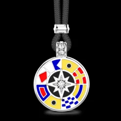 Collana Zancan in kevlar con pendente in argento e dettagli smaltati.