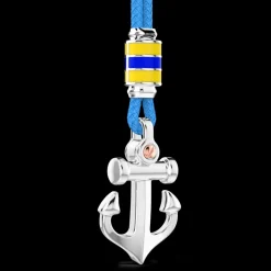 Collana Zancan in kevlar con pendente ad ancora in argento.