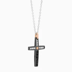 Collana Zancan in oro bianco con croce e diamanti .