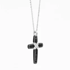 Collana Zancan in oro bianco con croce e diamanti .