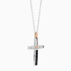 Collana Zancan in oro bianco con croce e diamanti .