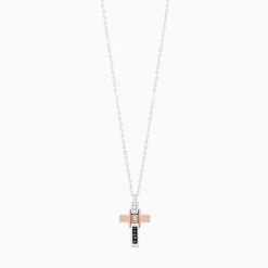 Collana  Zancan in oro bianco con croce e diamanti .