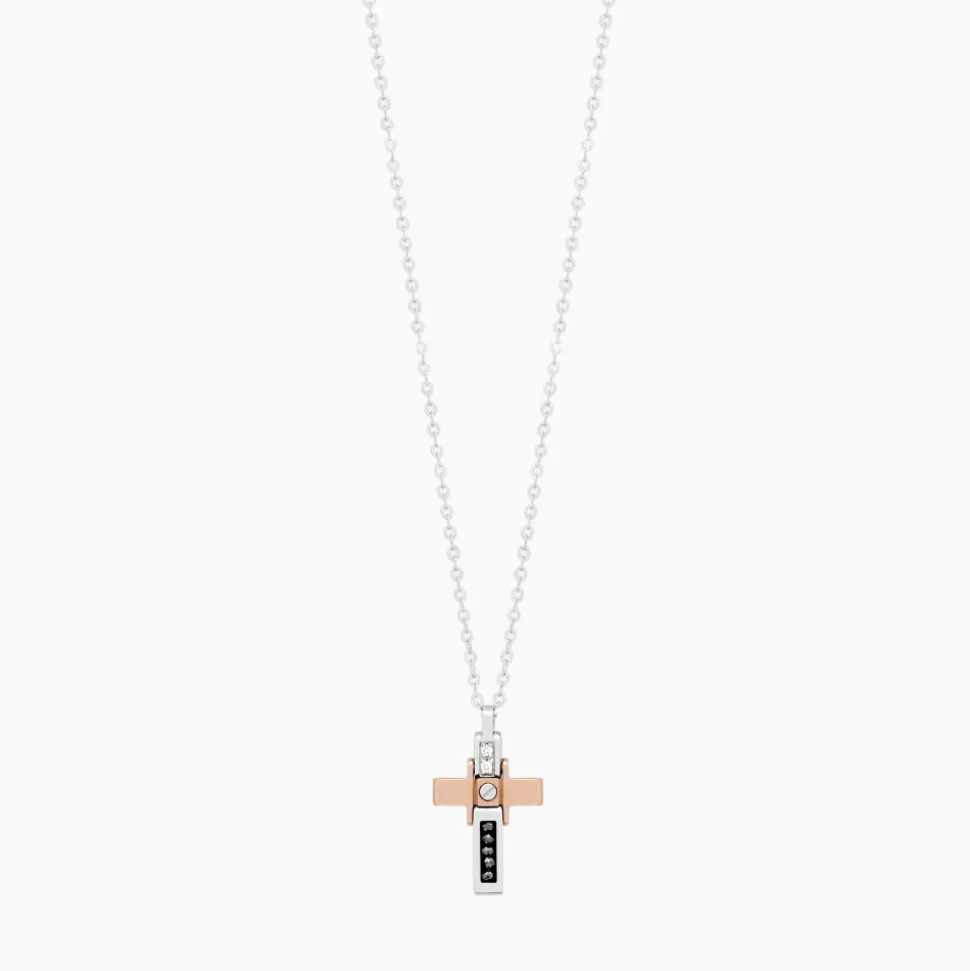 Collana Zancan in oro bianco con croce e diamanti .