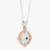 Collana  zancan in oro con pendente rosa dei venti e diamanti.
