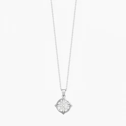 Collana  zancan in oro con pendente rosa dei venti e diamanti.