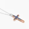 Collana  zancan in oro con croce e zaffiri blu.