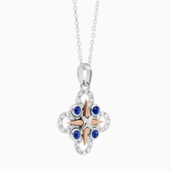 Collana  zancan in oro con pendente rosa dei venti e diamanti.