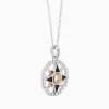 Collana  zancan in oro con pendente rosa dei venti e diamanti.