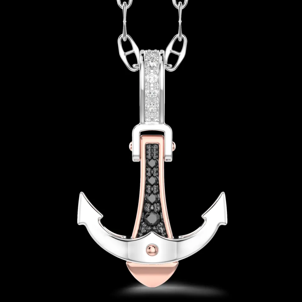 Collana Zancan in oro con pendente ad ancora e diamanti.