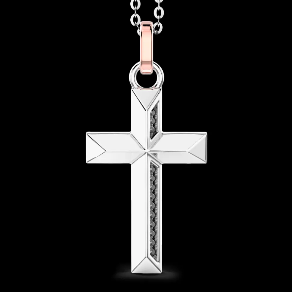 Collana Zancan in oro con pendente a croce e diamanti.