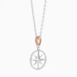Collana  zancan in oro con pendente rosa dei venti e diamanti.