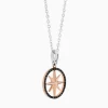 Collana  zancan in oro con pendente rosa dei venti e diamanti.