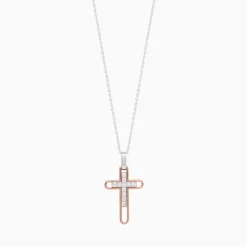 Collana  zancan in oro con croce e diamanti.