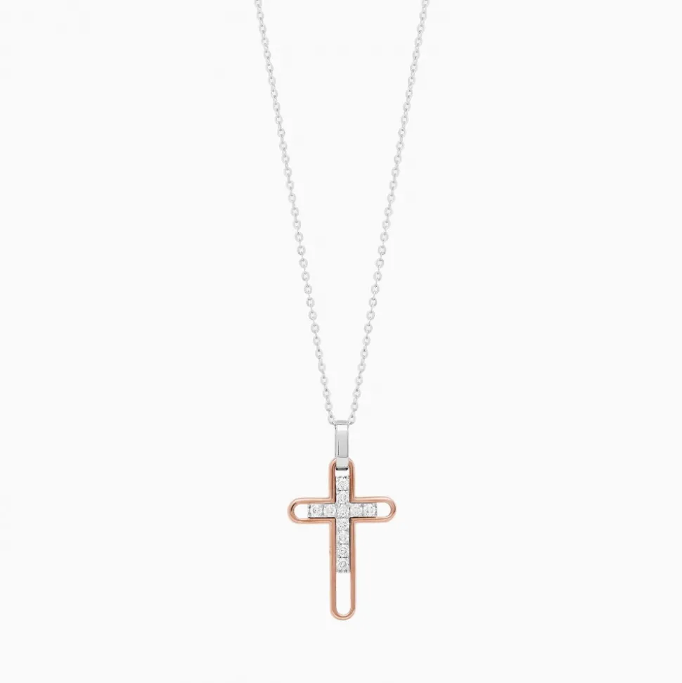Collana zancan in oro con croce e diamanti.