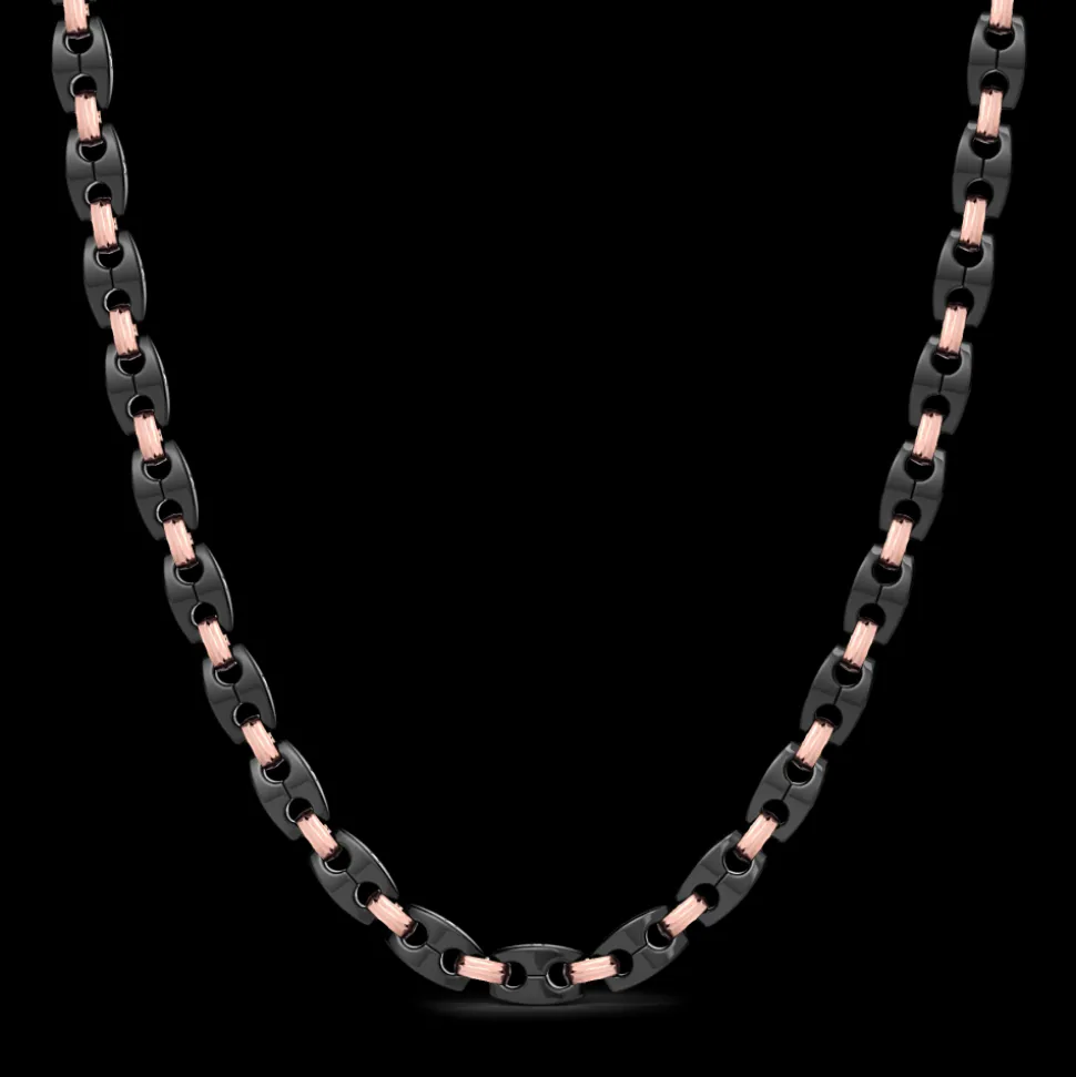 Collana Zancan in oro 18kt, ceramica nera e diamanti.