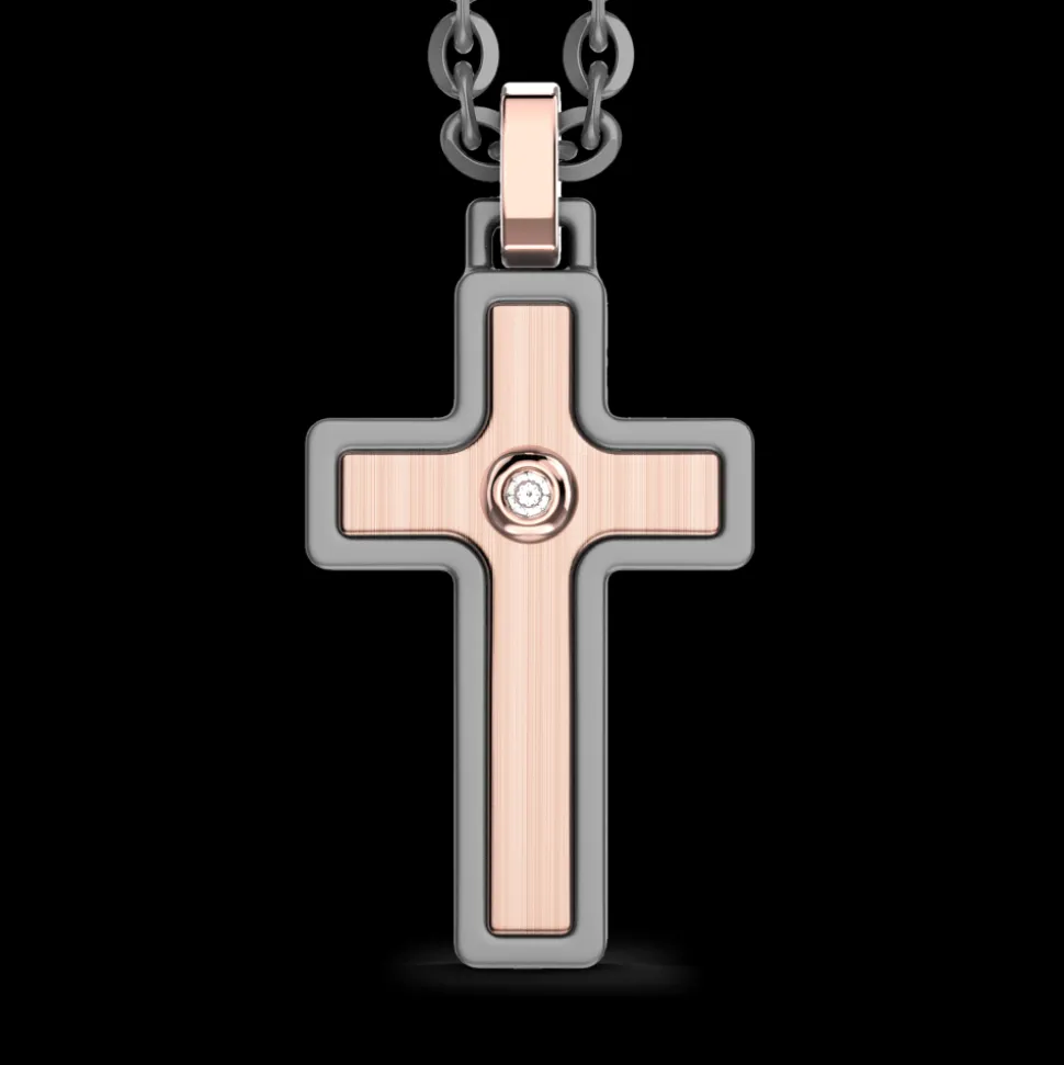 Collana Zancan in titanio e oro bianco e rosa 18Kt | Collezione Eternity Titanium