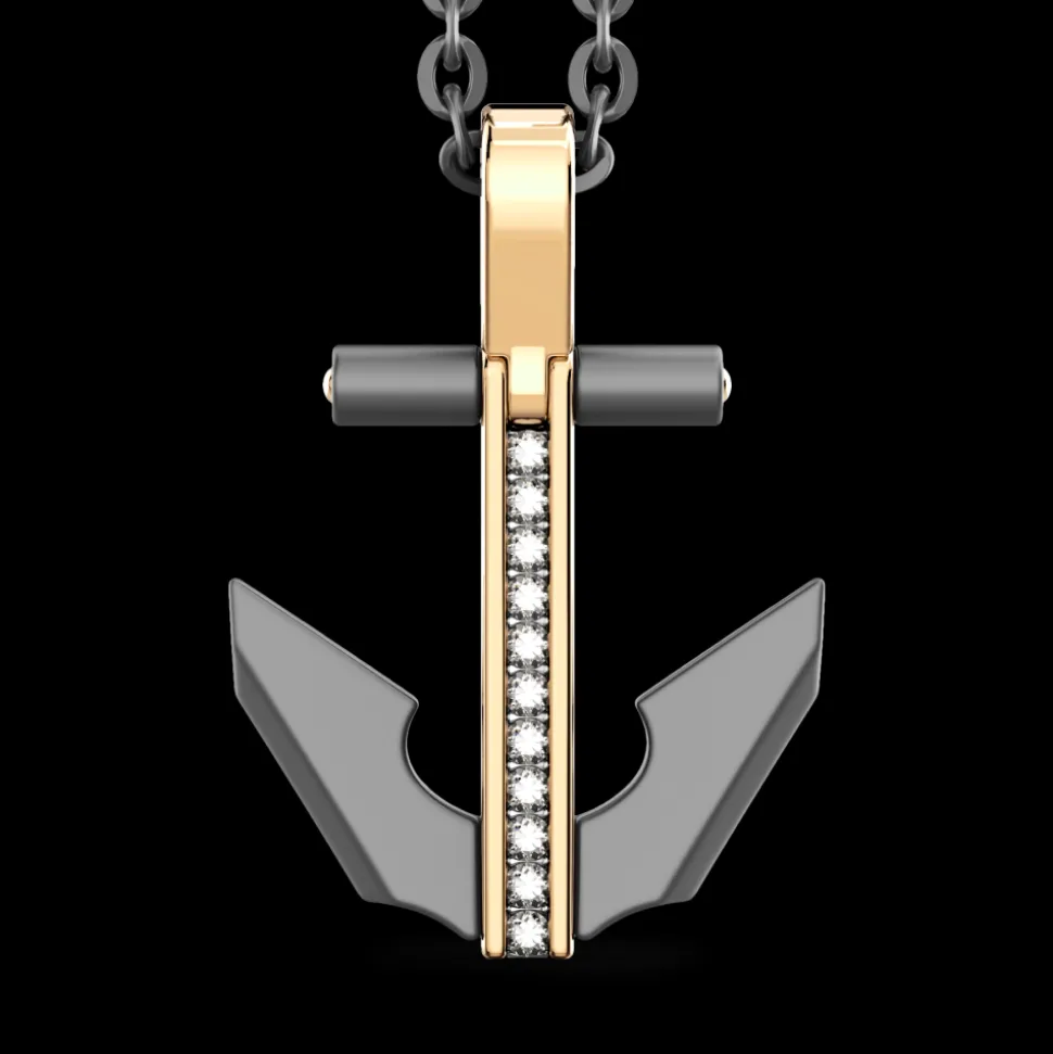 Collana Zancan in Titanio, Oro 18kt e Diamanti | Lusso Made in Italy